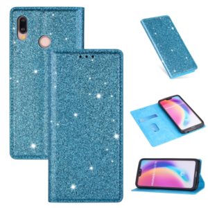 For Huawei P20 Lite Ultrathin Glitter Magnetic Horizontal Flip Leather Case with Holder & Card Slots(Sky Blue) (OEM)