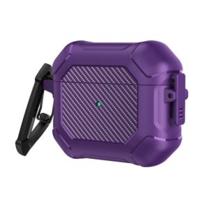 Carbon Brazing Dimension TPU+PC Headphone Protective Cover with Switch Lock & Carabiner For AirPods 3(Purple) (OEM)