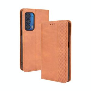 For Motorola Edge 2021 Magnetic Buckle Retro Pattern Horizontal Flip Leather Case with Holder & Card Slot & Wallet(Brown) (OEM)