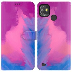 For Tecno Pop 5P Watercolor Pattern Horizontal Flip Leather Phone Case(Purple Red) (OEM)