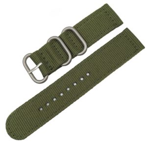 Washable Nylon Canvas Watchband, Band Width:20mm(Army Green with Silver Ring Buckle) (OEM)
