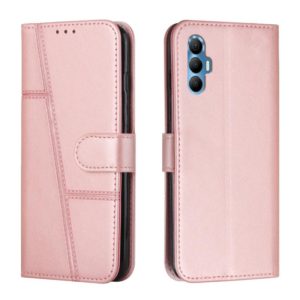 For Tecno Spark 8P Stitching Calf Texture Buckle Leather Phone Case(Pink) (OEM)