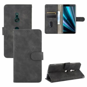 For Sony Xperia XZ3 Solid Color Skin Feel Magnetic Buckle Horizontal Flip Calf Texture PU Leather Case with Holder & Card Slots & Wallet(Black) (OEM)
