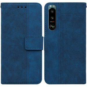 For Sony Xperia 5 III Geometric Embossed Leather Phone Case(Blue) (OEM)