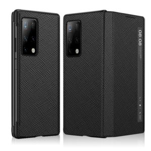 For Huawei Mate X2 Cross Texture Horizontal Flip Leather Phone Case with Smart Touch Call Display ID(Black) (OEM)