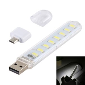 8LEDs 5V 200LM USB LED Book Light Portable Night Light, with Micro Adapter(White Light) (OEM)