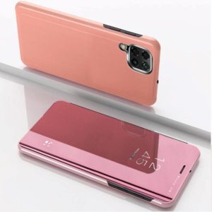 For OPPO Realme C15 Plated Mirror Horizontal Flip Leather Case with Holder(Rose Gold) (OEM)