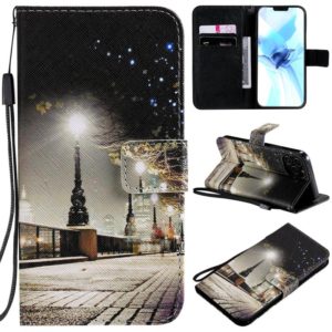 For iPhone 12 / 12 Pro Painting Horizontal Flip Leather Case with Holder & Card Slot & Lanyard(Cityscape) (OEM)