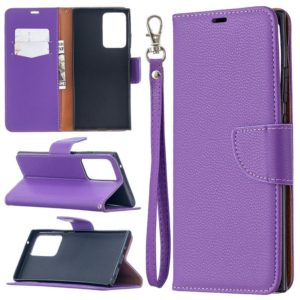 For Samsung Galaxy Note20 Ultra Litchi Texture Pure Color Horizontal Flip Leather Case with Holder & Card Slots & Wallet & Lanyard(Purple) (OEM)