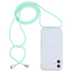 For iPhone 12 mini Transparent Acrylic Airbag Shockproof Phone Protective Case with Lanyard (Mint Green) (OEM)