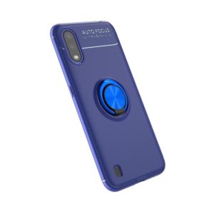 For Galaxy A01 Metal Ring Holder 360 Degree Rotating TPU Case(Blue+Blue) (OEM)