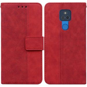 For Motorola Moto G Play 2021 Geometric Embossed Leather Phone Case(Red) (OEM)