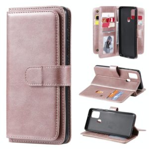For Samsung Galaxy A21s Multifunctional Magnetic Copper Buckle Horizontal Flip Solid Color Leather Case with 10 Card Slots & Wallet & Holder & Photo Frame(Rose Gold) (OEM)