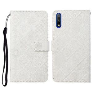 For Huawei Honor 9X / 9X Pro Ethnic Style Embossed Pattern Horizontal Flip Leather Case with Holder & Card Slots & Wallet & Lanyard(White) (OEM)