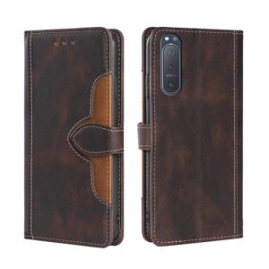 For Sony Xperia 5 II Skin Feel Straw Hat Magnetic Buckle Leather Phone Case(Brown) (OEM)