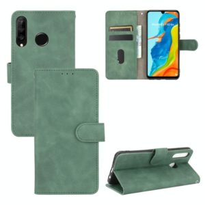 For Huawei P30 Lite / nova 4e Solid Color Skin Feel Magnetic Buckle Horizontal Flip Calf Texture PU Leather Case with Holder & Card Slots & Wallet(Green) (OEM)