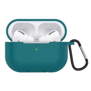 Solid Color Silicone Earphone Protective Case for AirPods Pro, with Hook(Official Green) (OEM)