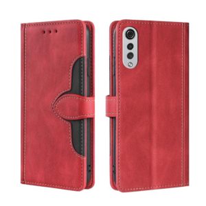For LG Velvet Skin Feel Straw Hat Magnetic Buckle Leather Phone Case(Red) (OEM)