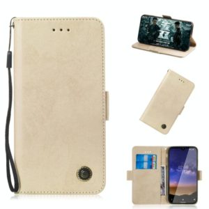 For Nokia 2.2 Retro Horizontal Flip PU Leather Case with Card Slots & Holder(Gold) (OEM)