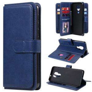 For Motorola Moto G9 Play Multifunctional Magnetic Copper Buckle Horizontal Flip Solid Color Leather Case with 10 Card Slots & Wallet & Holder & Photo Frame(Dark Blue) (OEM)