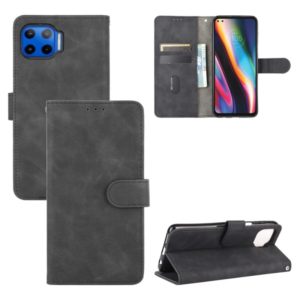 For Motorola One 5G / Moto G 5G Plus Solid Color Skin Feel Magnetic Buckle Horizontal Flip Calf Texture PU Leather Case with Holder & Card Slots & Wallet(Black) (OEM)
