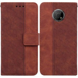 For Nokia G300 Geometric Embossed Leather Phone Case(Brown) (OEM)