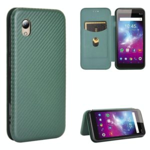 For ZTE Blade A3 Lite Carbon Fiber Texture Horizontal Flip TPU + PC + PU Leather Case with Card Slot(Green) (OEM)