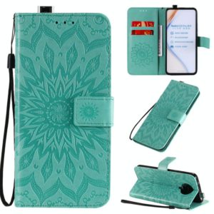 For Xiaomi Redmi K30 Pro Embossed Sunflower Pattern Horizontal Flip PU Leather Case with Holder & Card Slots & Wallet & Lanyard(Green) (OEM)