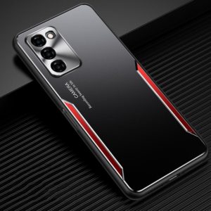 For OPPO A55 5G Blade Series TPU Frame + Titanium Alloy Sand Blasting Technology Backplane + Color Aluminum Alloy Decorative Edge Mobile Phone Protective Shell(Black + Red) (OEM)