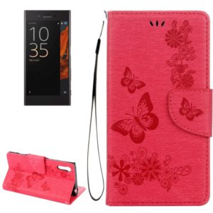 For Sony Xperia XZ Power Butterflies Embossing Horizontal Flip Leather Case with Holder & Card Slots & Wallet & Lanyard(Magenta) (OEM)