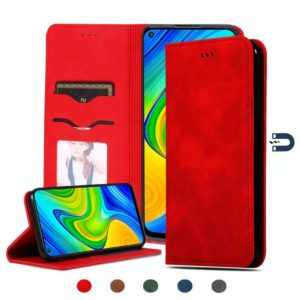 For Redmi Note 9 / Redmi 10X 4G Retro Skin Feel Business Magnetic Horizontal Flip Leather Case(Red) (OEM)