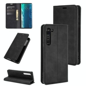 For Motorola Edge Retro-skin Business Magnetic Suction Leather Case with Holder & Card Slots & Wallet(Black) (OEM)