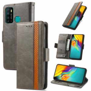 For Infinix Hot 9 CaseNeo Business Splicing Dual Magnetic Buckle Horizontal Flip PU Leather Case with Holder & Card Slots & Wallet(Grey) (OEM)