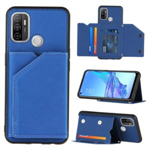 For OPPO A53 Skin Feel PU + TPU + PC Back Cover Shockproof Case with Card Slots & Holder & Photo Frame(Royal Blue) (OEM)