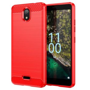 For Nokia C100 Brushed Texture Carbon Fiber TPU Phone Case(Red) (OEM)