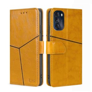 For Motorola Moto G 5G 2022 Geometric Stitching Horizontal Flip Leather Phone Case(Yellow) (OEM)