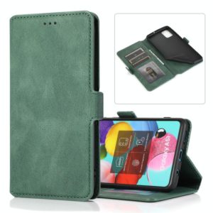 For Samsung Galaxy A51 Retro Magnetic Closing Clasp Horizontal Flip Leather Case with Holder & Card Slots & Photo Frame & Wallet(Dark Green) (OEM)