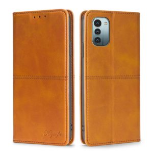 For Nokia G21/G11 Cow Texture Magnetic Horizontal Flip Leather Phone Case(Light Brown) (OEM)