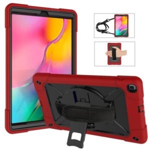 For Galaxy Tab A 10.1 (2019) T510 Contrast Color Silicone + PC Combination Case with Holder(Red + Black) (OEM)