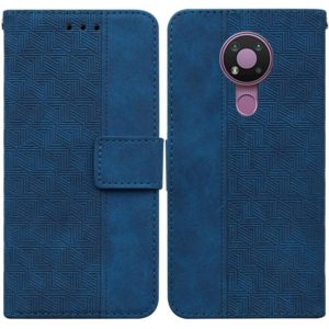 For Nokia 3.4 Geometric Embossed Leather Phone Case(Blue) (OEM)