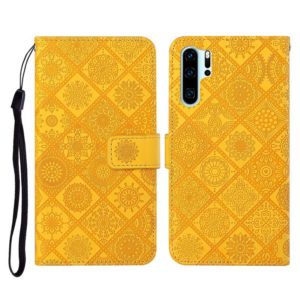 For Huawei P30 Pro Ethnic Style Embossed Pattern Horizontal Flip Leather Case with Holder & Card Slots & Wallet & Lanyard(Yellow) (OEM)
