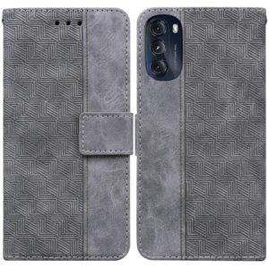 For Motorola Moto G 2022 Geometric Embossed Leather Phone Case(Grey) (OEM)