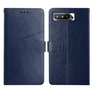 For Asus ROG Phone 5 Y Stitching Horizontal Flip Leather Phone Case(Blue) (OEM)