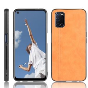 For Oppo A52 Shockproof Sewing Cow Pattern Skin PC + PU + TPU Case(Orange) (OEM)
