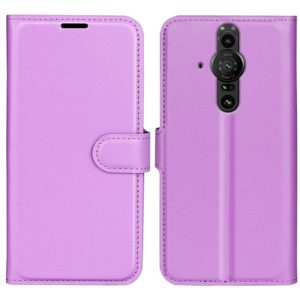 For Sony Xperia Pro-I Litchi Texture Horizontal Flip Protective Case with Holder & Card Slots & Wallet(Purple) (OEM)