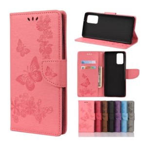For Samsung Galaxy Note20 Butterflies Embossing Horizontal Flip Leather Case with Holder & Card Slots & Wallet(Pink) (OEM)