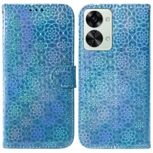 For OnePlus Nord 2T Colorful Magnetic Buckle Leather Phone Case(Blue) (OEM)