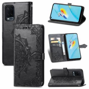 For OPPO A54 4G Mandala Embossing Pattern Horizontal Flip Leather Case with Holder & Card Slots & Wallet & Lanyard(Black) (OEM)