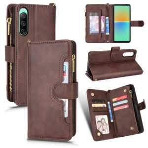 For Sony Xperia 10 IV Litchi Texture Zipper Leather Phone Case(Brown) (OEM)