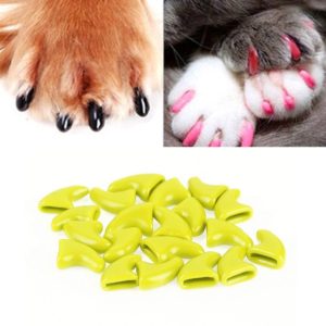 20 PCS Silicone Soft Cat Nail Caps / Cat Paw Claw / Pet Nail Protector/Cat Nail Cover, Size:S(Yellow) (OEM)